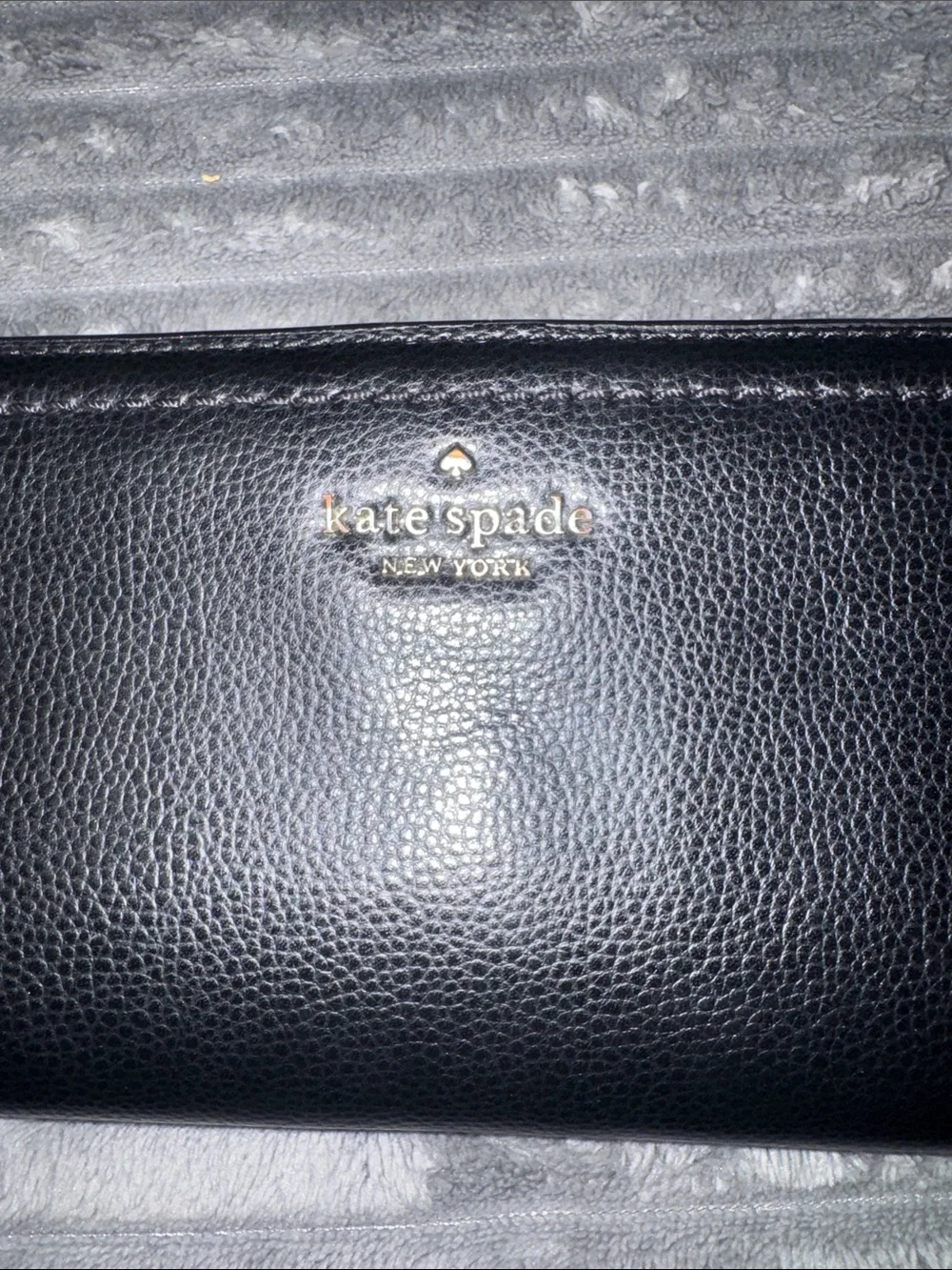 kate spade Black Pebbled Leather Long Wallet